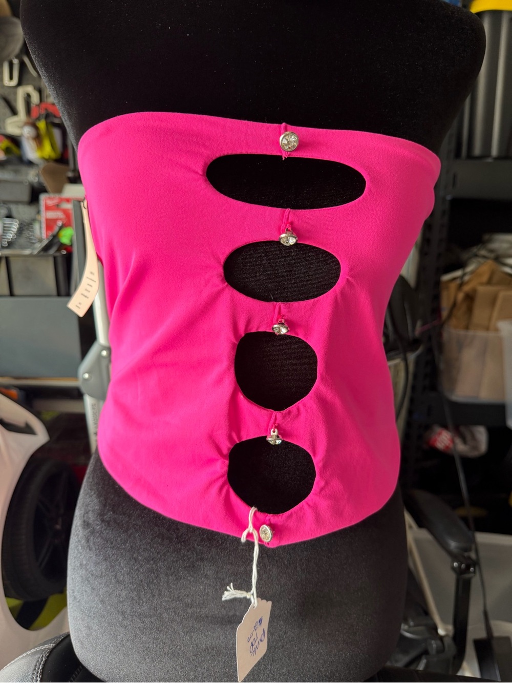 SHEIN Hot Pink Strapless Cutout Tube Top